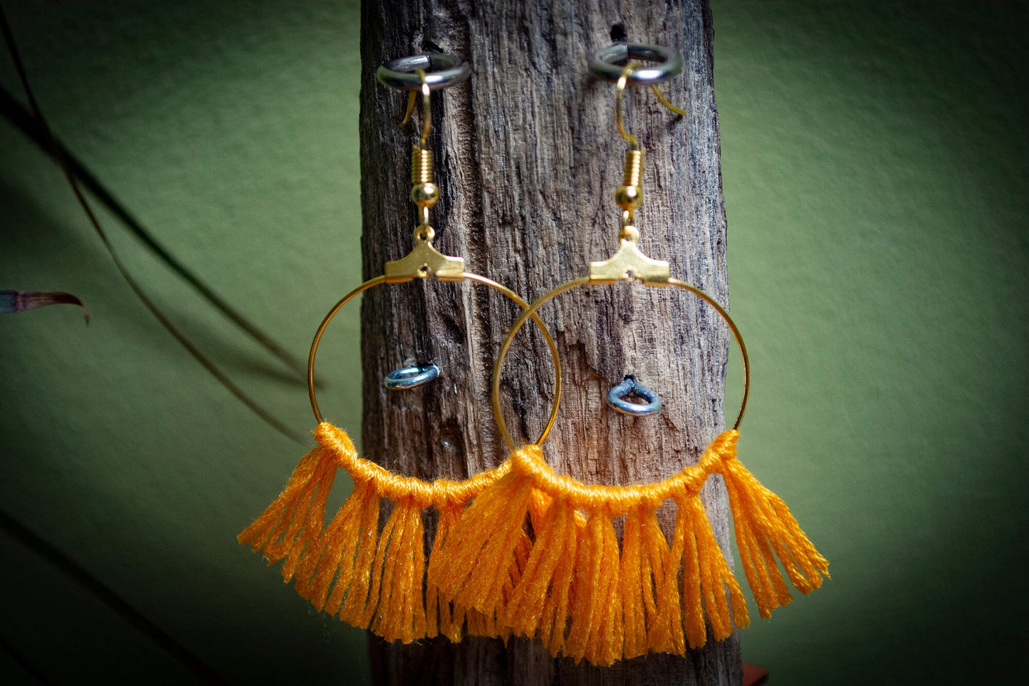 Tassel Gold Earrings in Orange