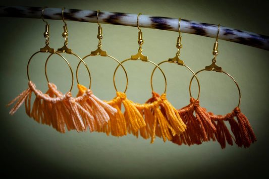 Tassel Gold Earrings in Orange