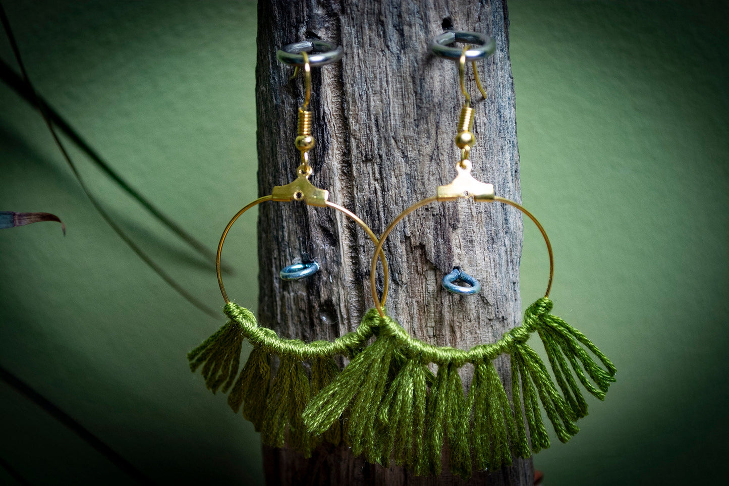 Tassel Gold Earrings in Green