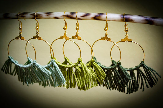Tassel Gold Earrings in Green