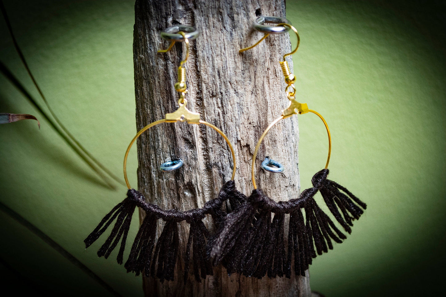 Tassel Gold Earrings in Brown
