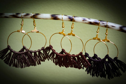 Tassel Gold Earrings in Brown