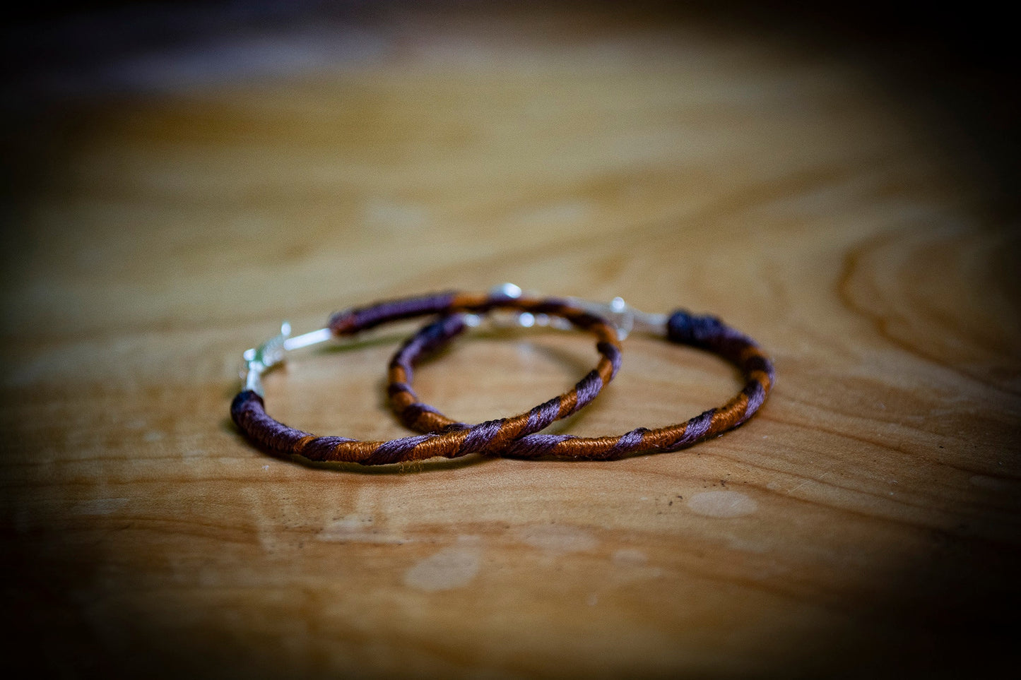 Brown Wrapped Hoop Earrings