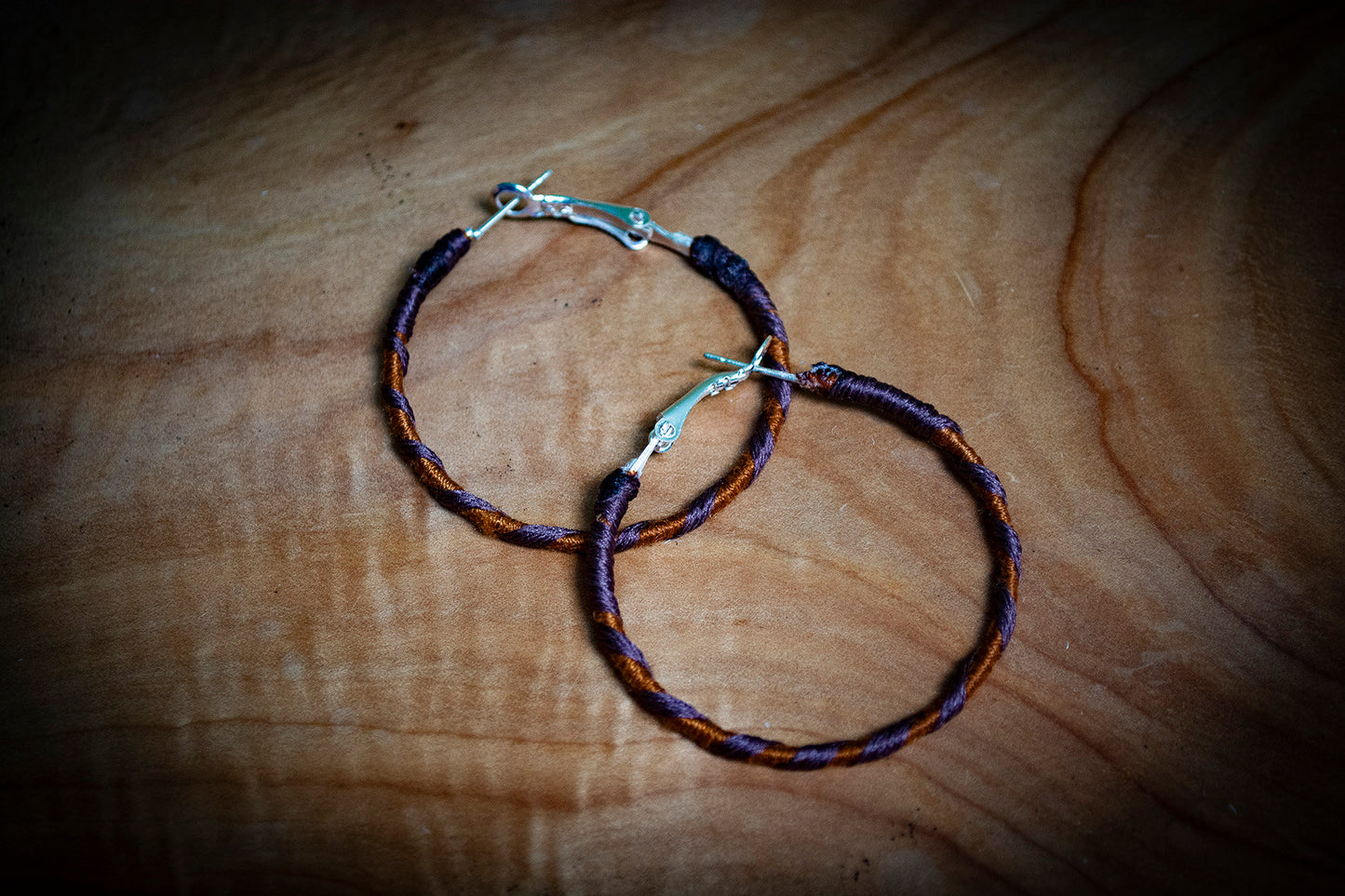 Brown Wrapped Hoop Earrings