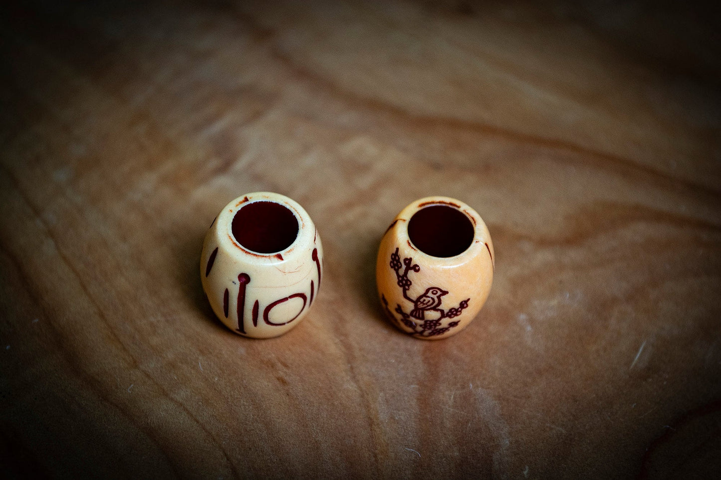 Set of 2 Engraved Resin Dreadlock Beads
