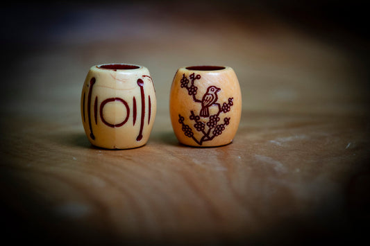 Set of 2 Engraved Resin Dreadlock Beads
