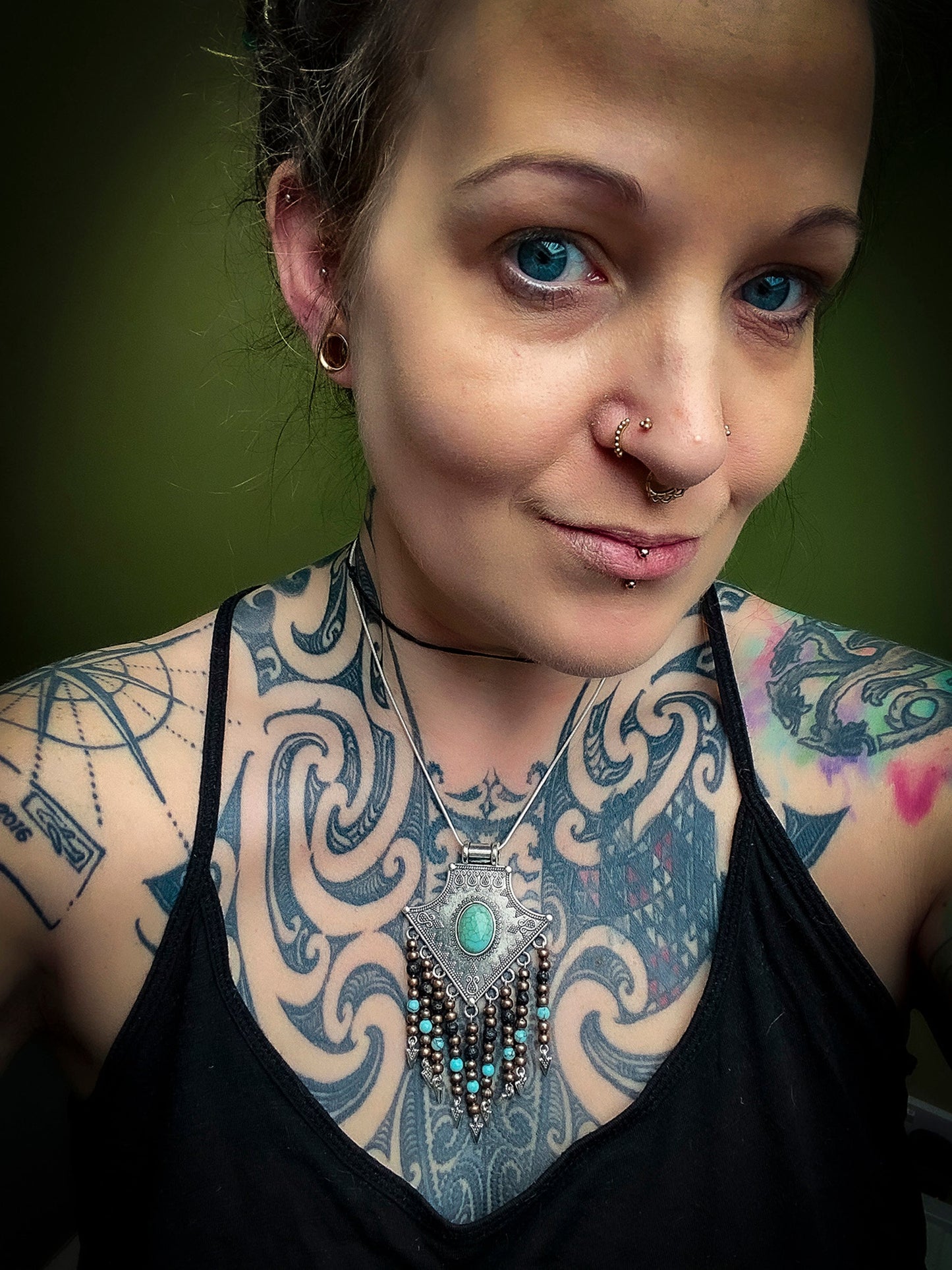 Tibetan Silver Turquoise, Lava Rock and Copper Arrow Head Drop Boho Necklace