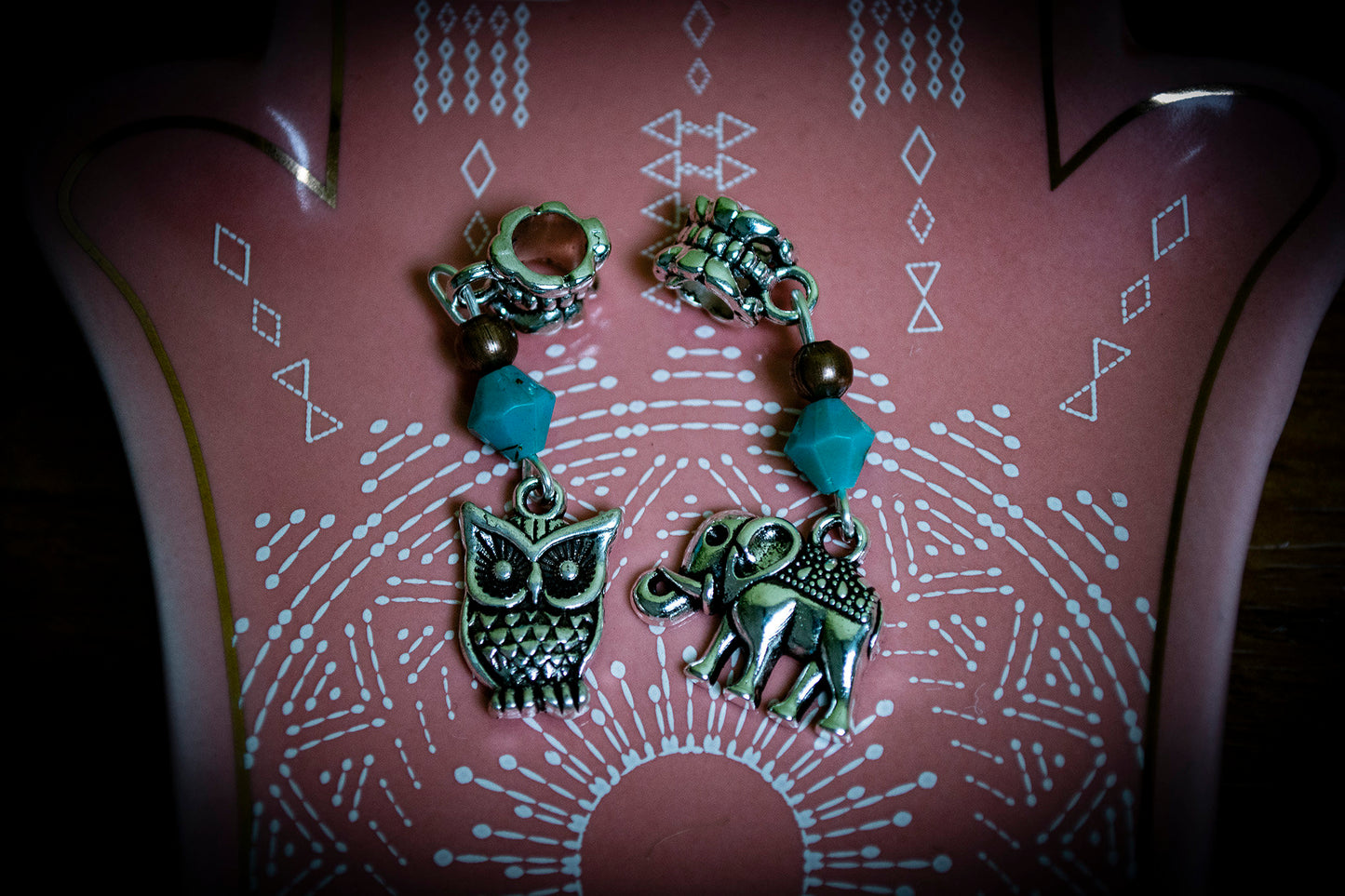 Set of 2 Tibetan Silver Plated Animal Themed Dreadlock Beads