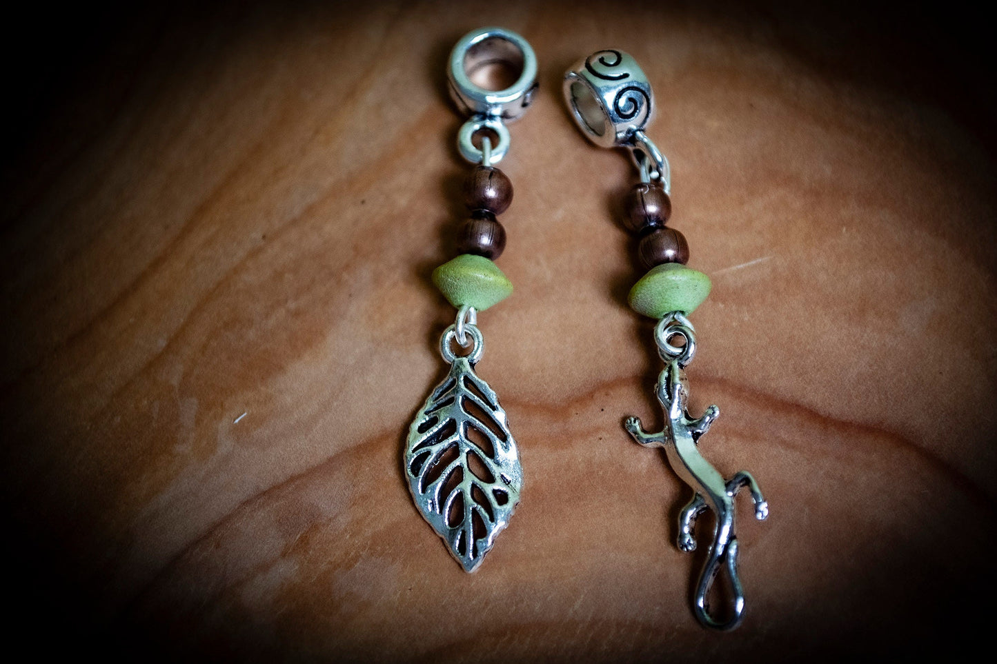 Set of 2 Tibetan Silver Plated Nature Themed Dreadlock Beads