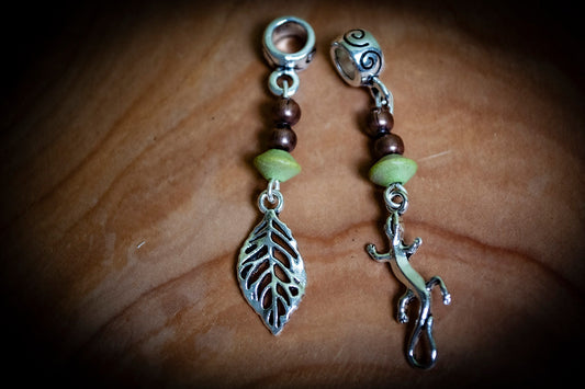Set of 2 Tibetan Silver Plated Nature Themed Dreadlock Beads