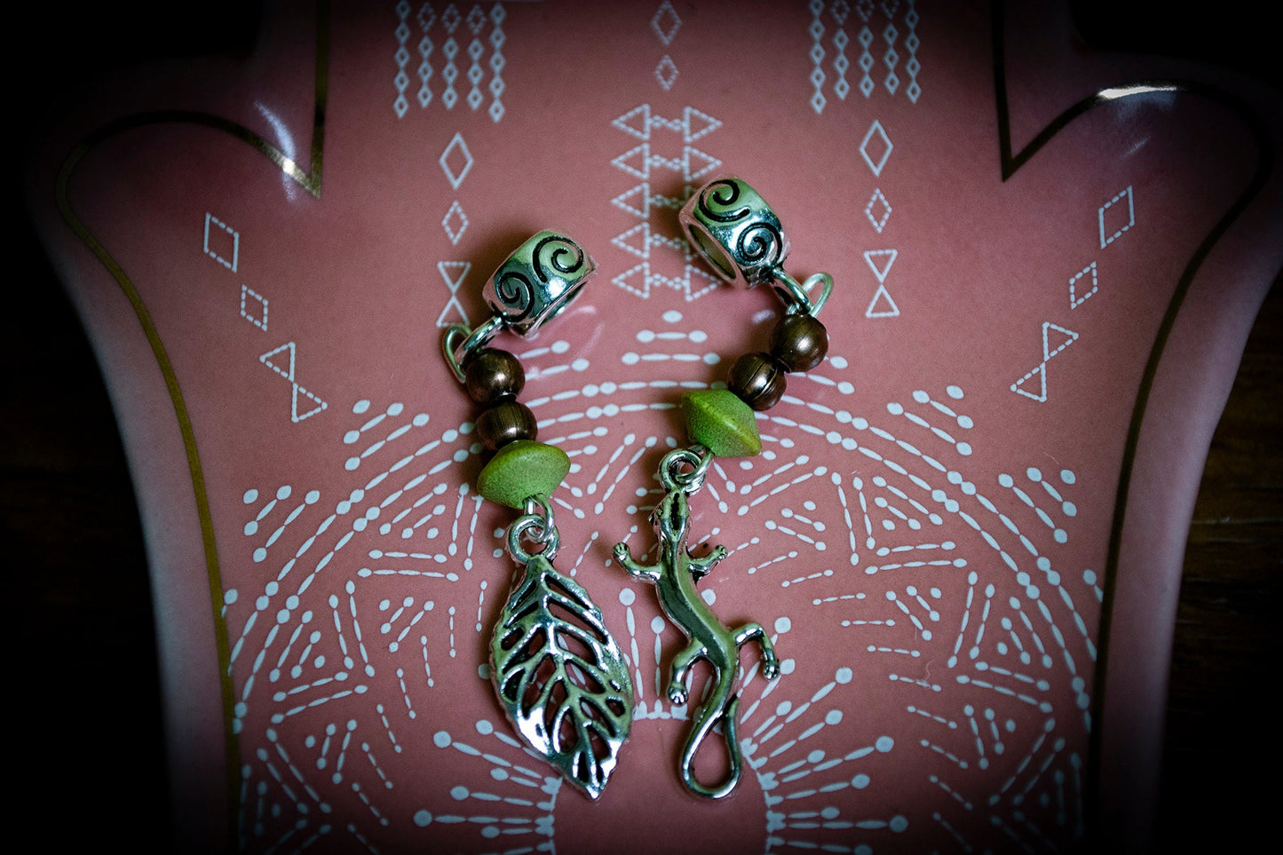 Set of 2 Tibetan Silver Plated Nature Themed Dreadlock Beads