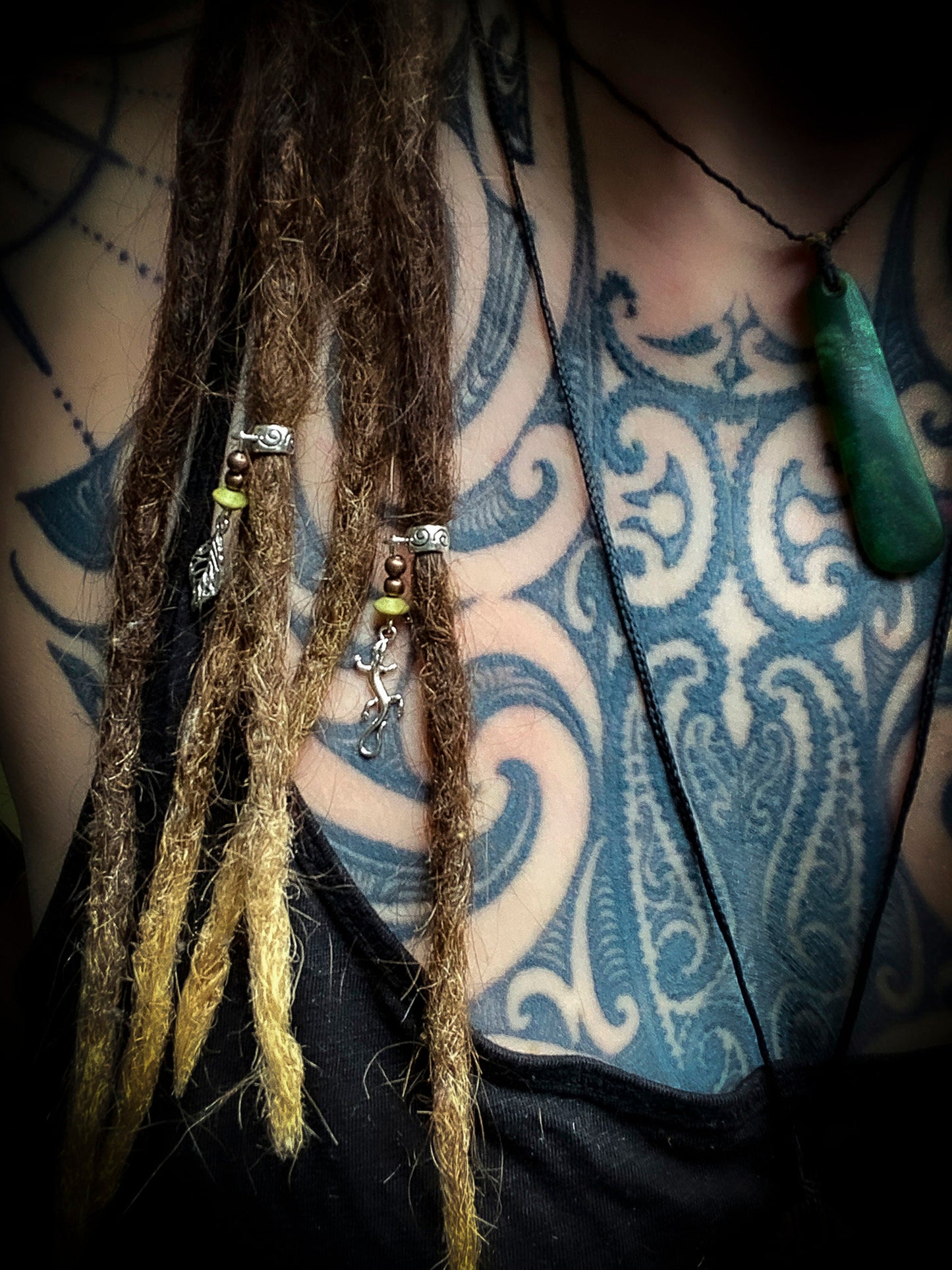 Set of 2 Tibetan Silver Plated Nature Themed Dreadlock Beads