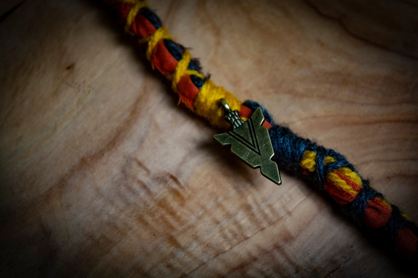 Boho Tribal Style Dreadlock Removable Hair Wrap With Dot Work Bead in Yellow, Brown and Orange
