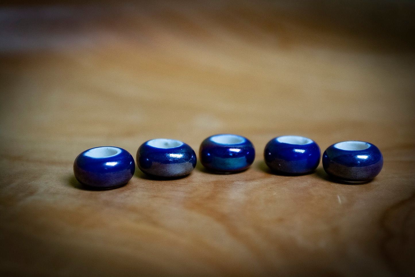 Set of 5 Electroplate Porcelain Dreadlock Beads
