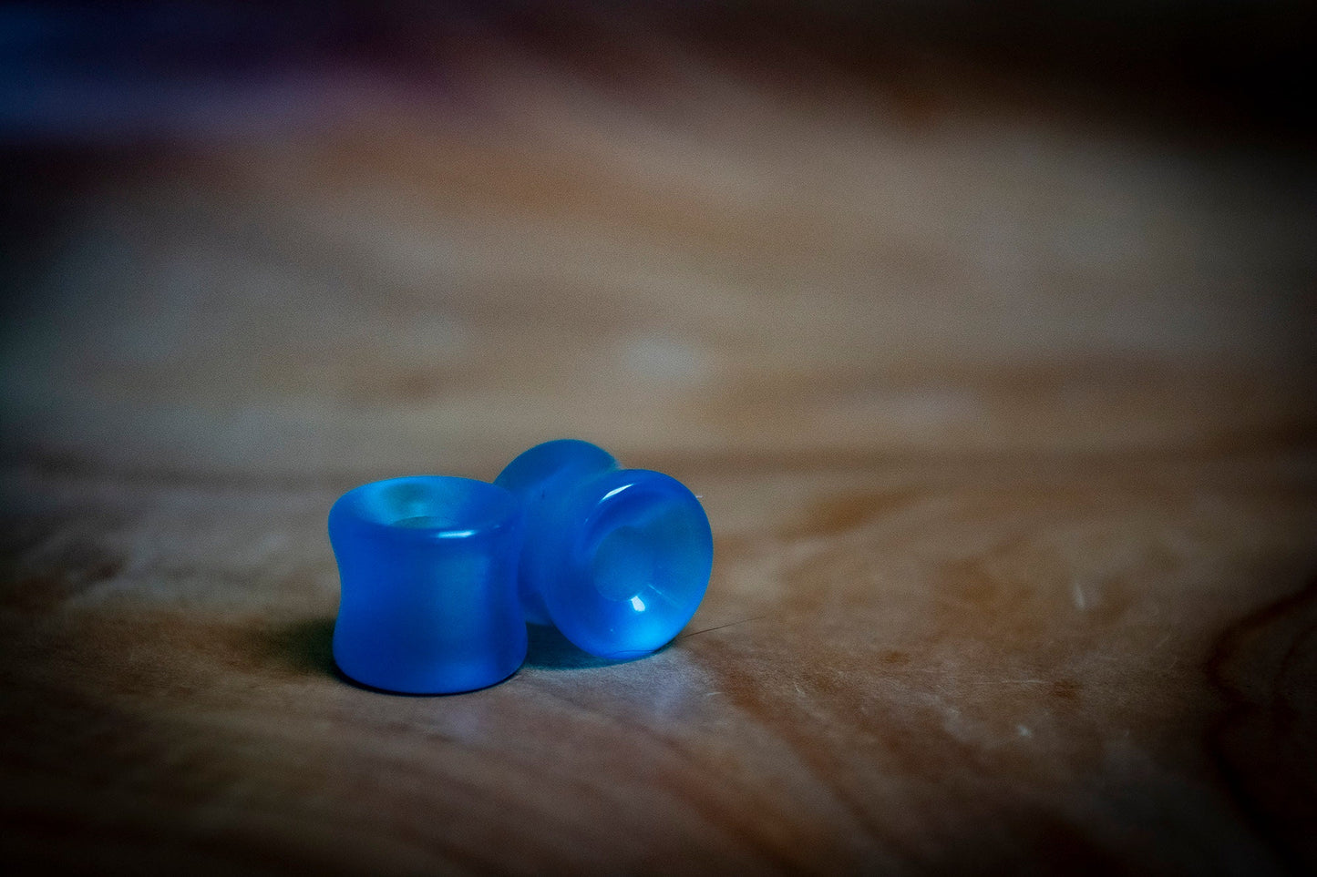 Blue Synthetic Stone Double Flare Ear Tunnels in 9-10mm/00ga
