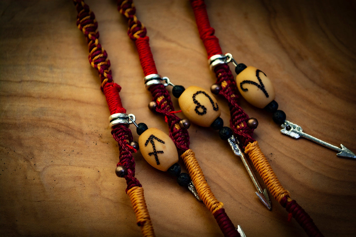 Boho Macrame Zodiac Elemental Dreadlock Hair Removeable Wrap with Handmade Dot Work Bead