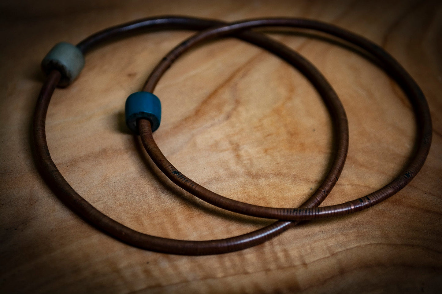 Thin Vintage Copper Bracelet/Anklet With Glass Bead