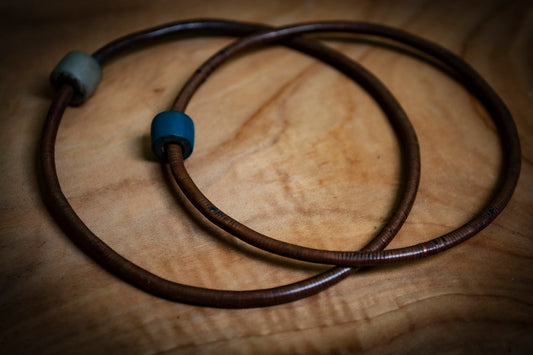 Thin Vintage Copper Bracelet/Anklet With Glass Bead