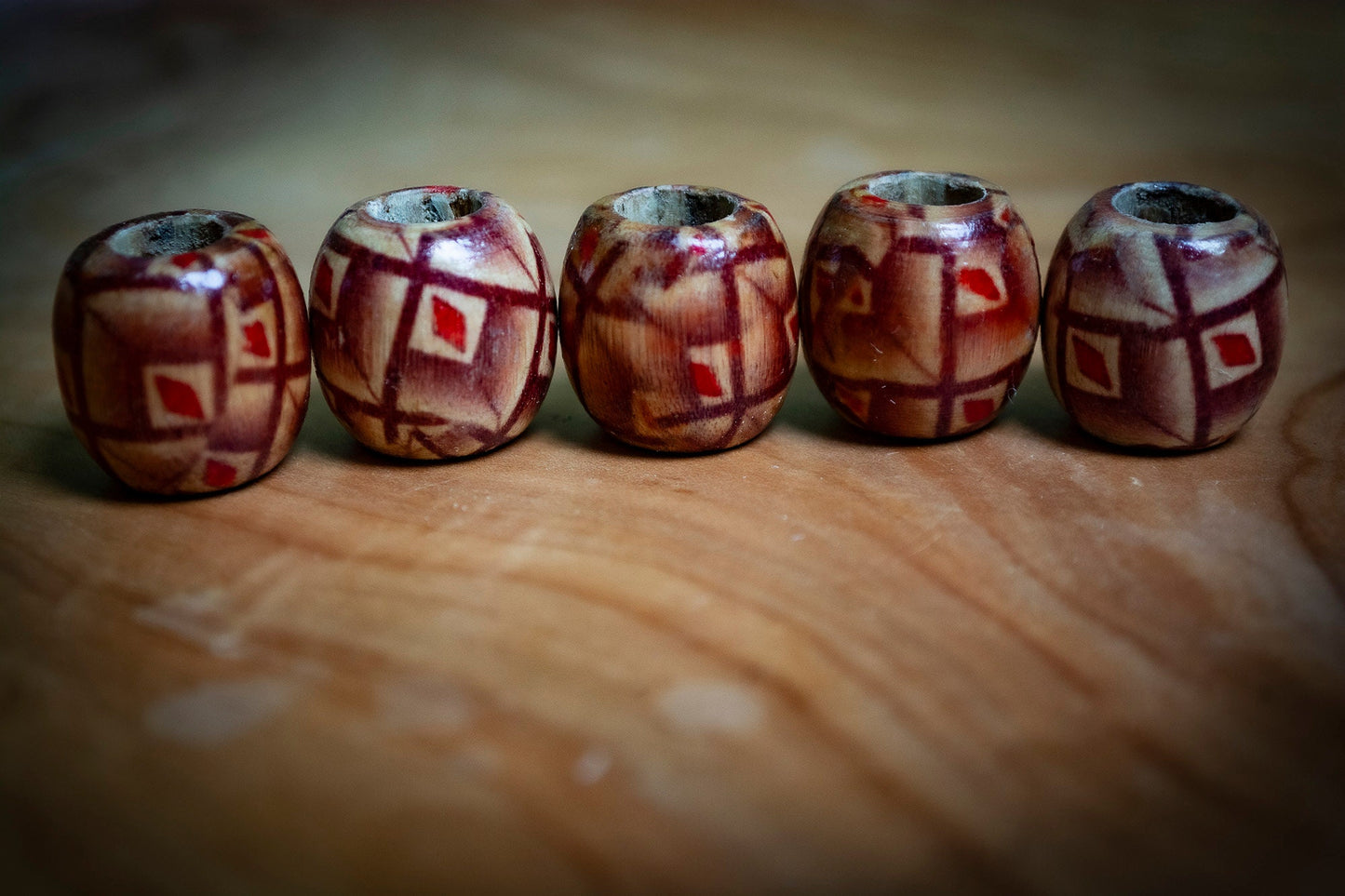 Set of 5 Wooden Dreadlock Beads