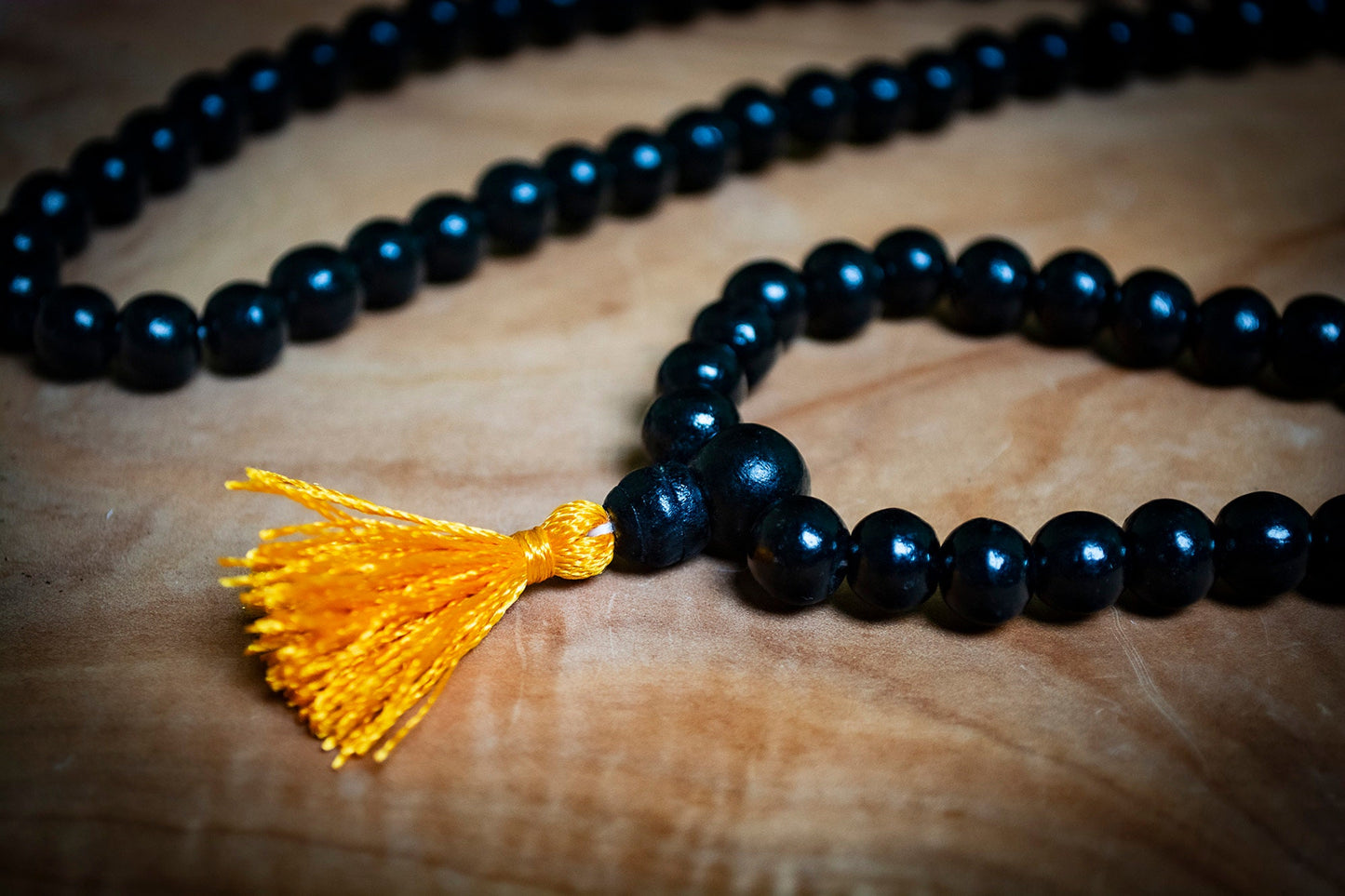 108 Carved Ebony Wood Mala Prayer Beads