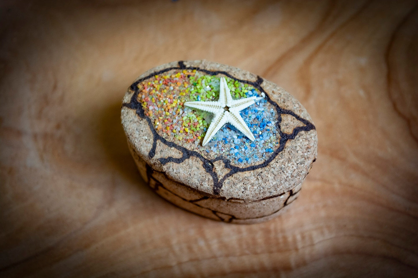 Handmade Sardinian Ceramic Cork Trinket Box