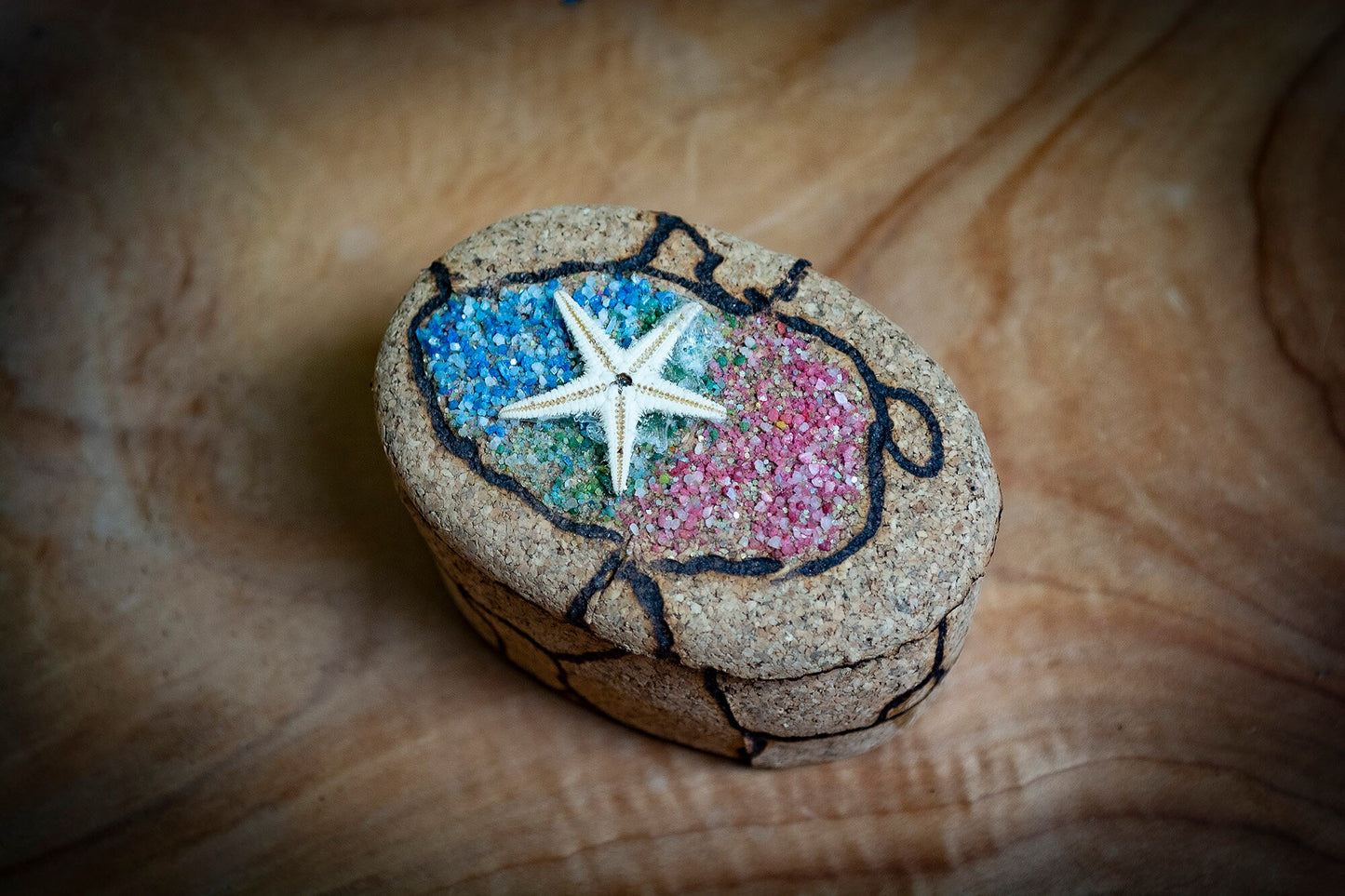 Handmade Sardinian Ceramic Cork Trinket Box