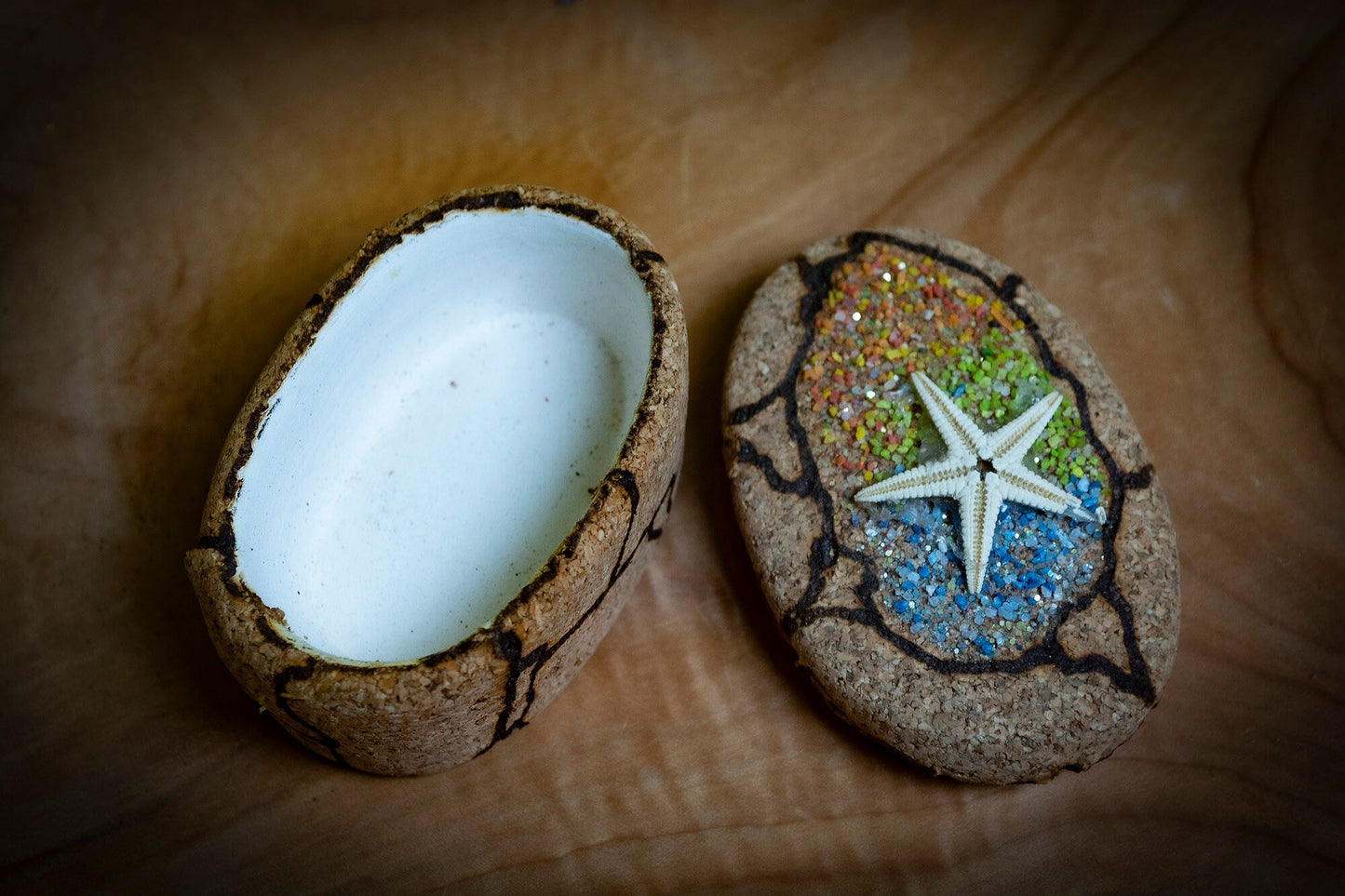 Handmade Sardinian Ceramic Cork Trinket Box
