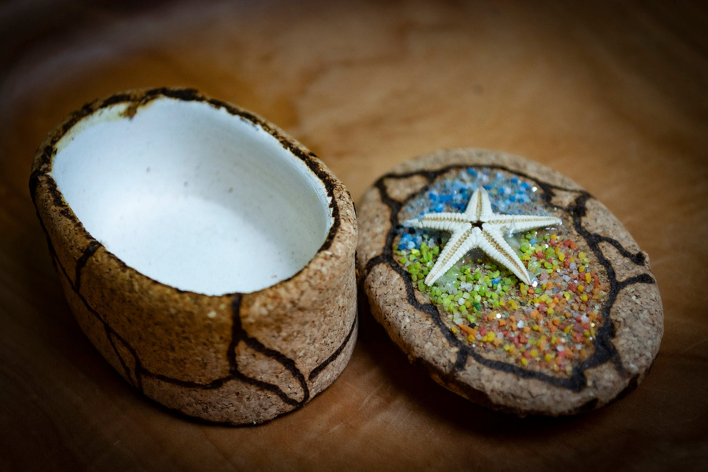 Handmade Sardinian Ceramic Cork Trinket Box