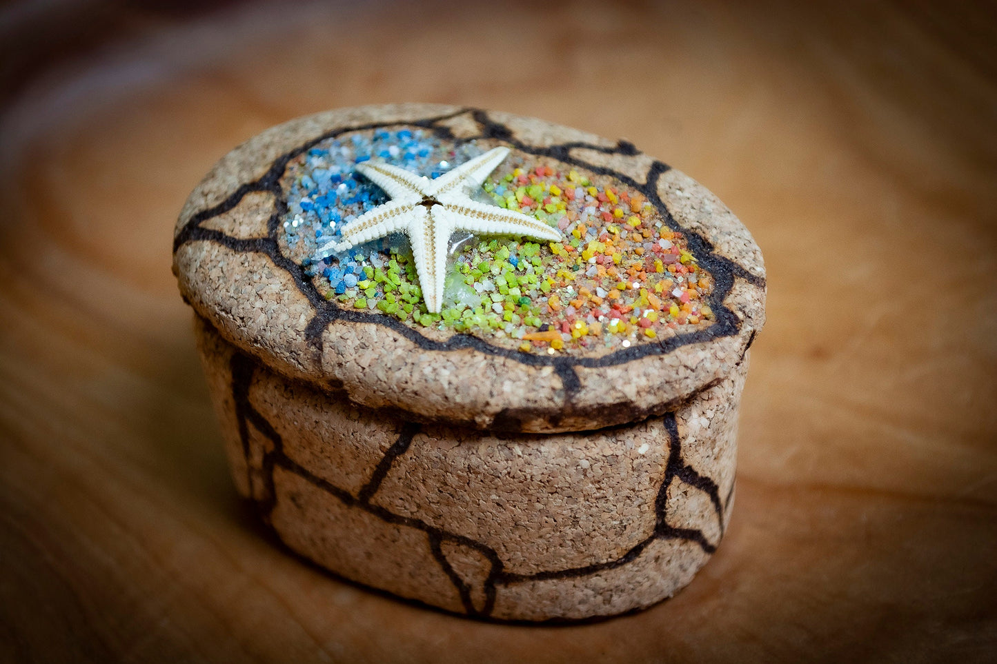 Handmade Sardinian Ceramic Cork Trinket Box