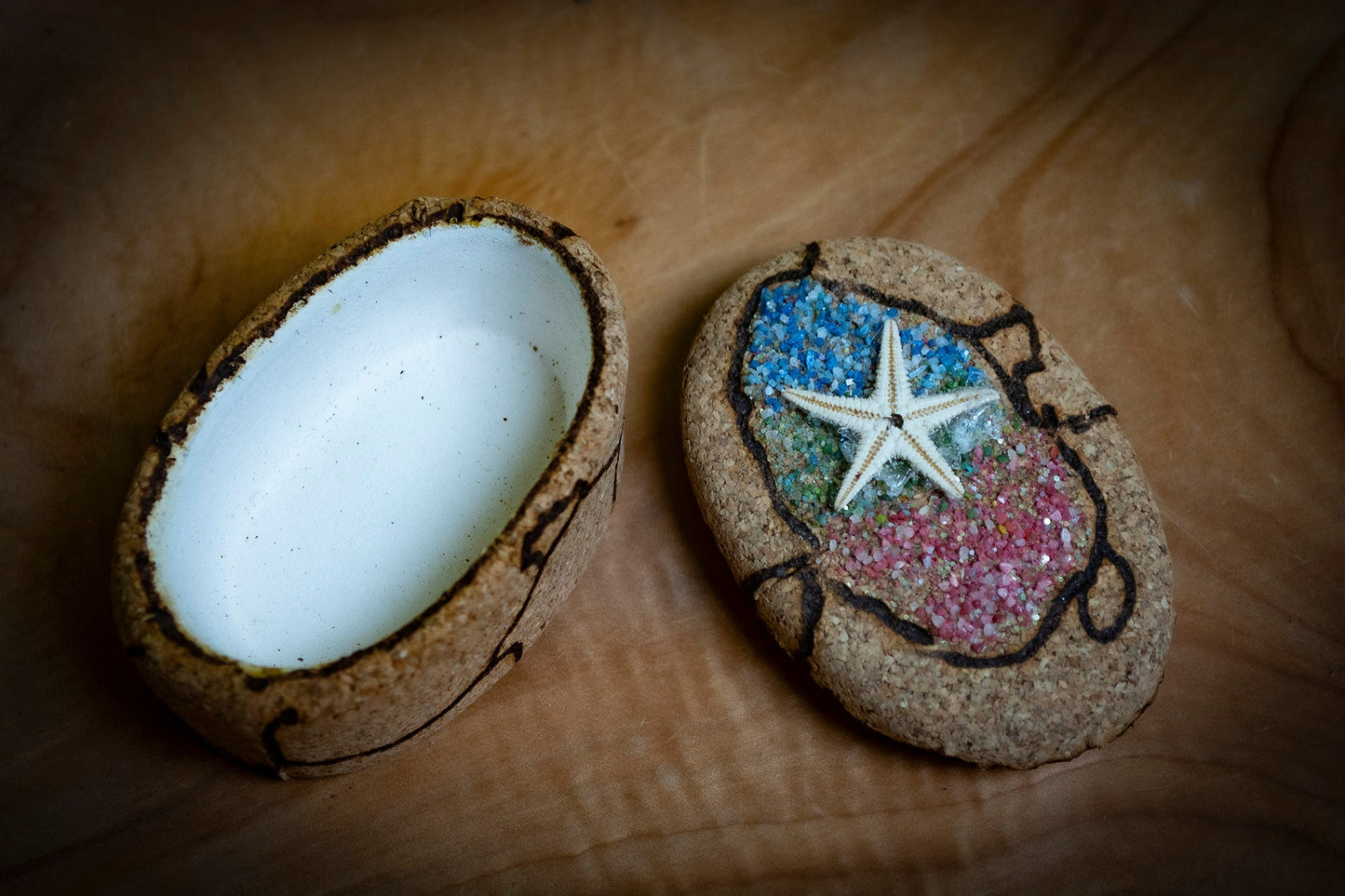 Handmade Sardinian Ceramic Cork Trinket Box