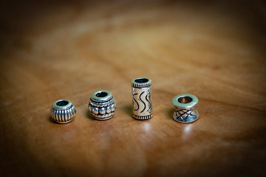 Set of 4 Mixed Tibetan Silver Plated Narrow Dreadlock Beads