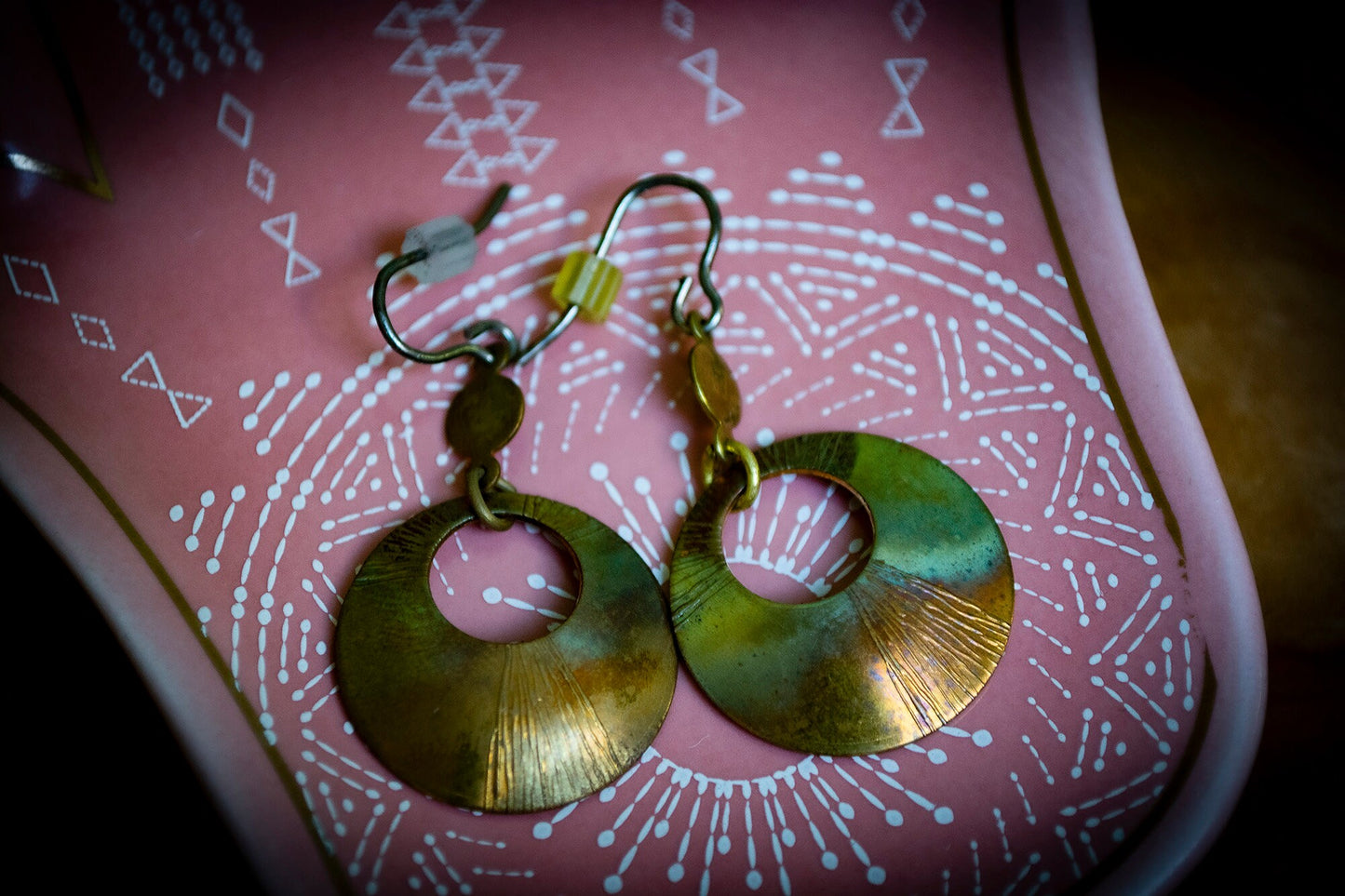Handmade Czech Circle Drop Earrings