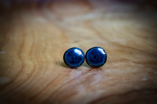 Handmade Czech Dark Blue Ceramic Studs