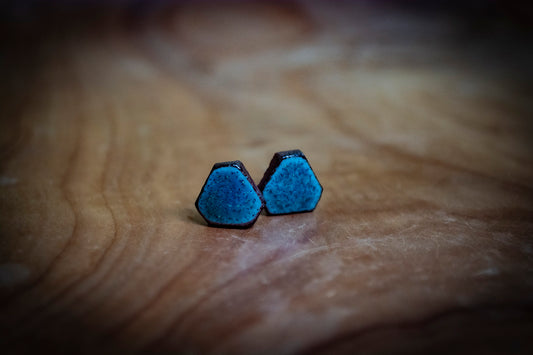 Handmade Czech Light Blue Ceramic Studs