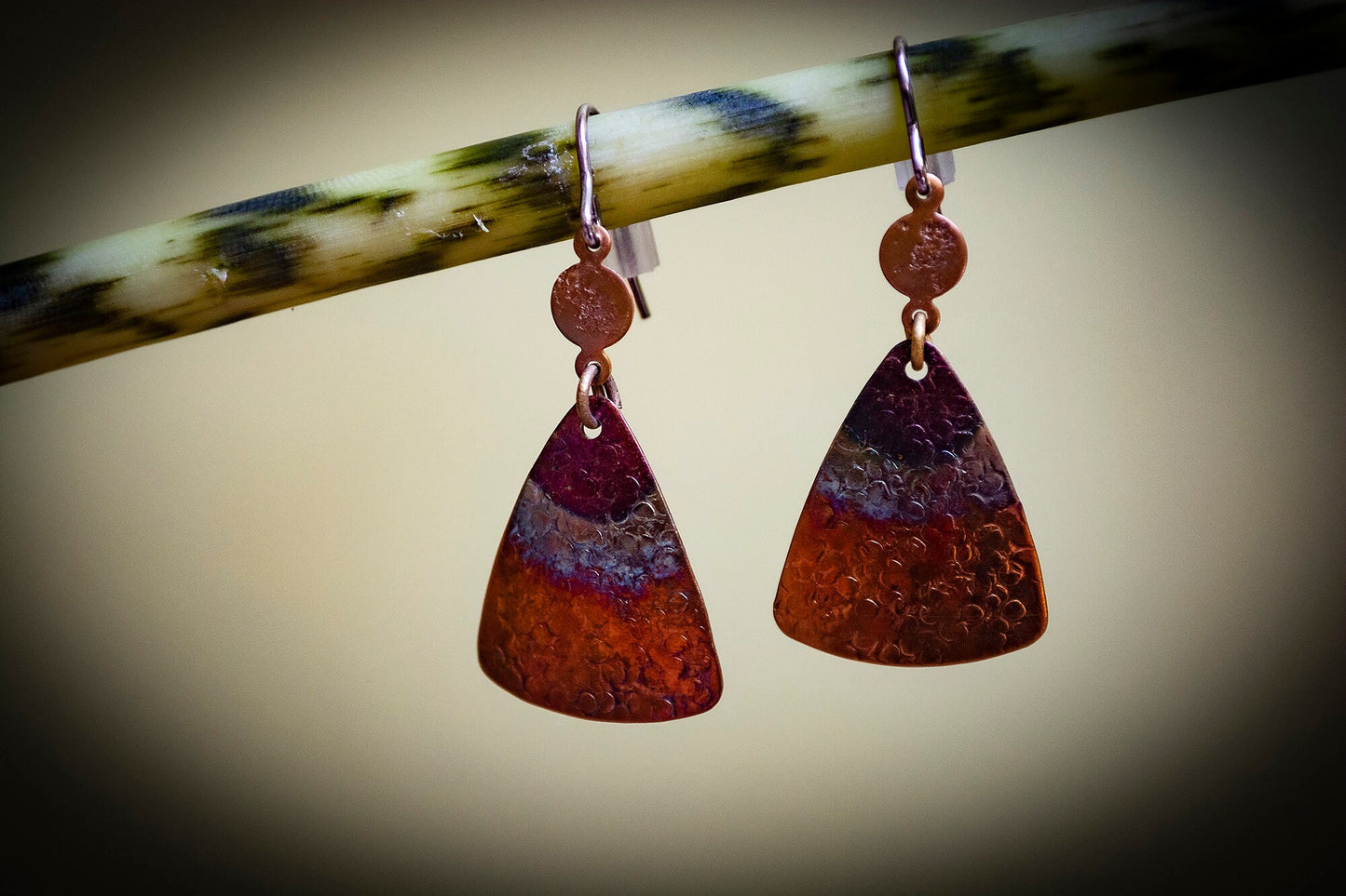 Handmade Czech Triangle 3 Tone Drop Earrings