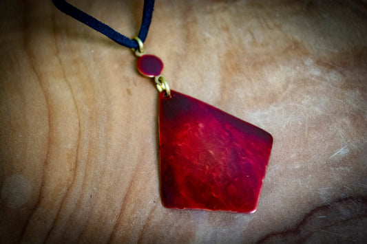 Handmade Czech Red Diamond Enamelled Necklace