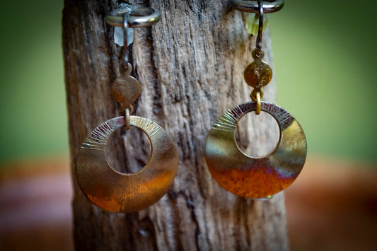 Handmade Czech Circle Drop Earrings