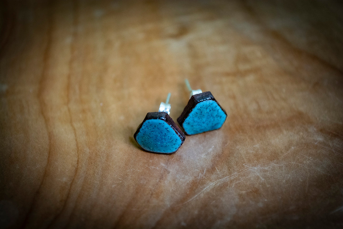 Handmade Czech Light Blue Ceramic Studs