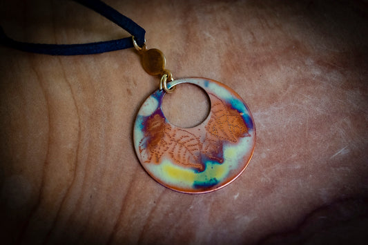 Handmade Czech Circle Leaf Necklace