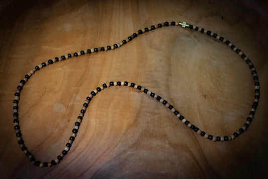 Hand Carved Natural Sandalwood and Ebony Necklace