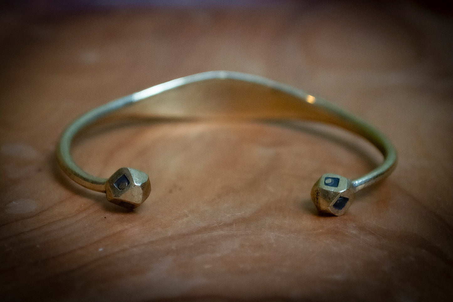 Wide Handmade Tuareg Brass Inlaid Bracelet