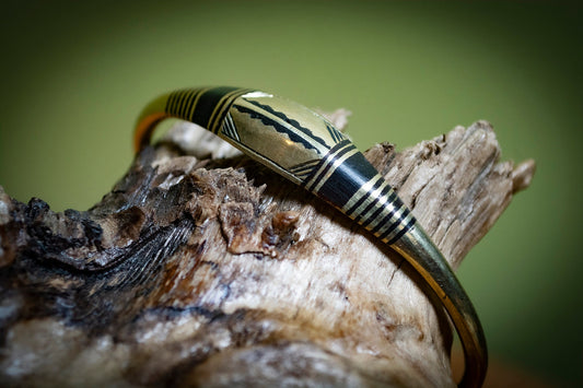 Wide Handmade Tuareg Brass Inlaid Bracelet