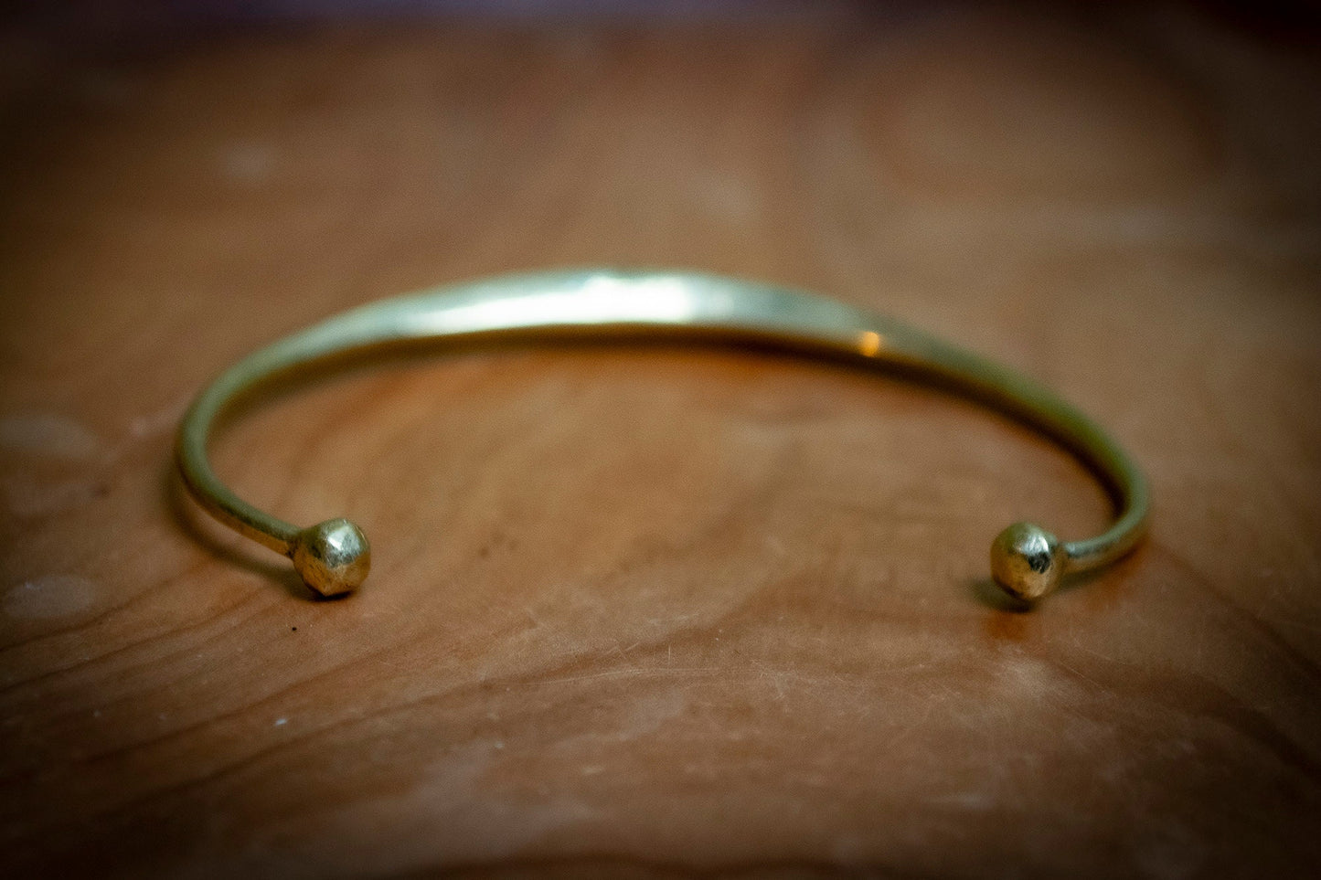 Thin Handmade Tuareg Brass Raised Striped Inlaid Bracelet