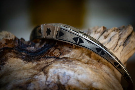 Heavy Handmade Tuareg Silver Coin Inlaid Bracelet
