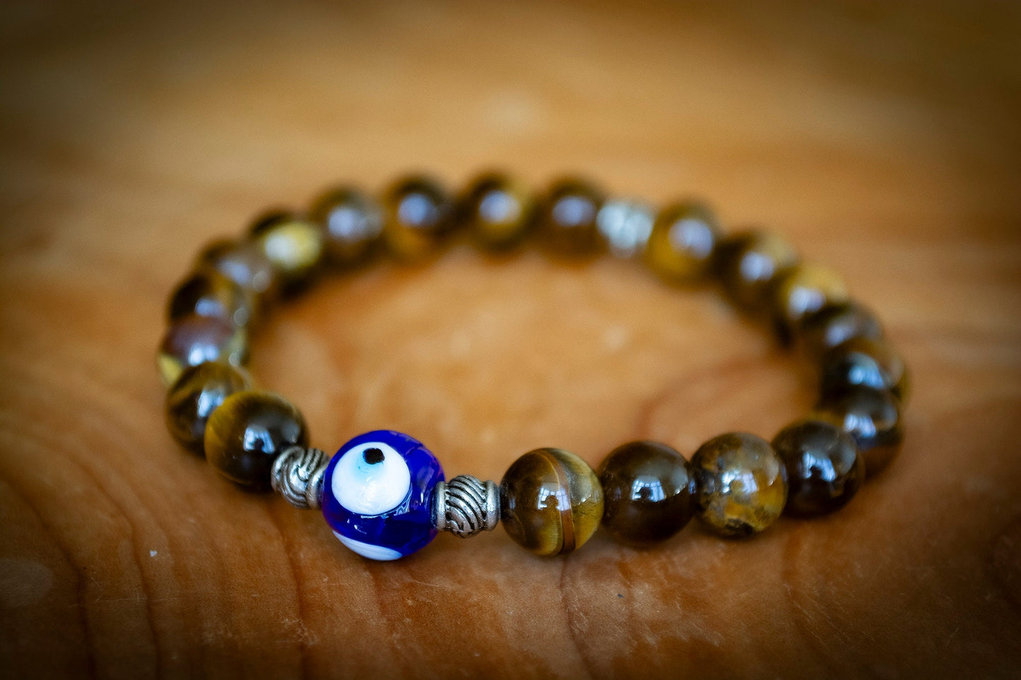 Handmade Tiger's Eye Evil Eye Bracelet