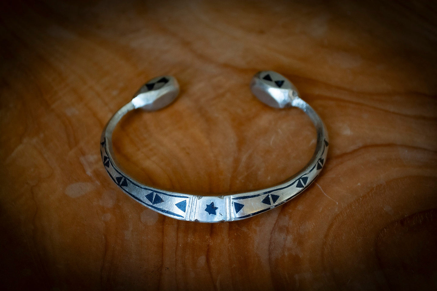Heavy Handmade Tuareg Silver Coin Inlaid Bracelet