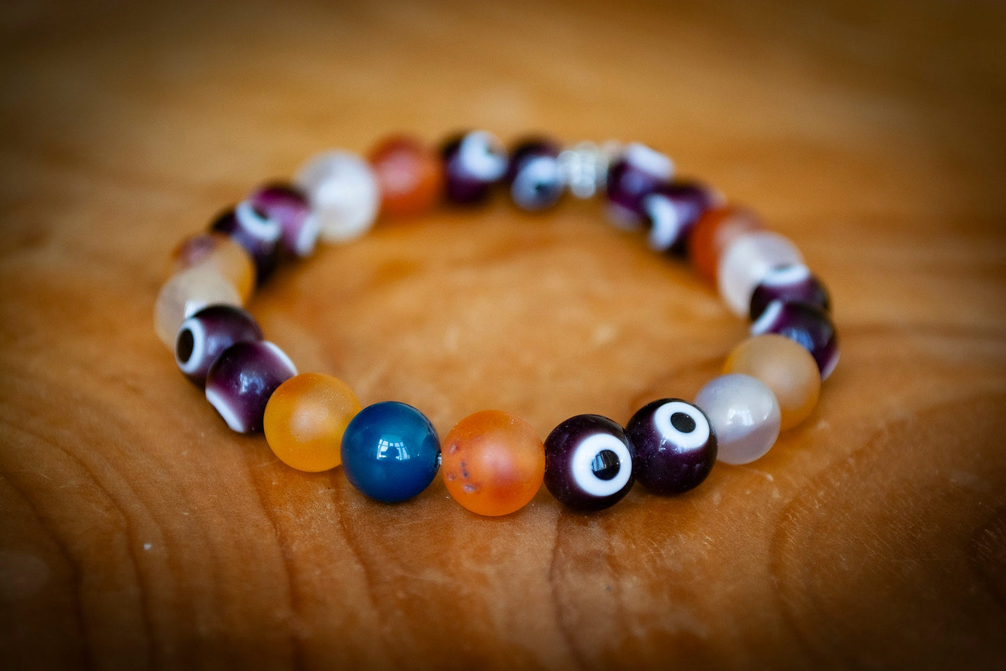 Handmade Mixed Colour Beaded Evil Eye Bracelet