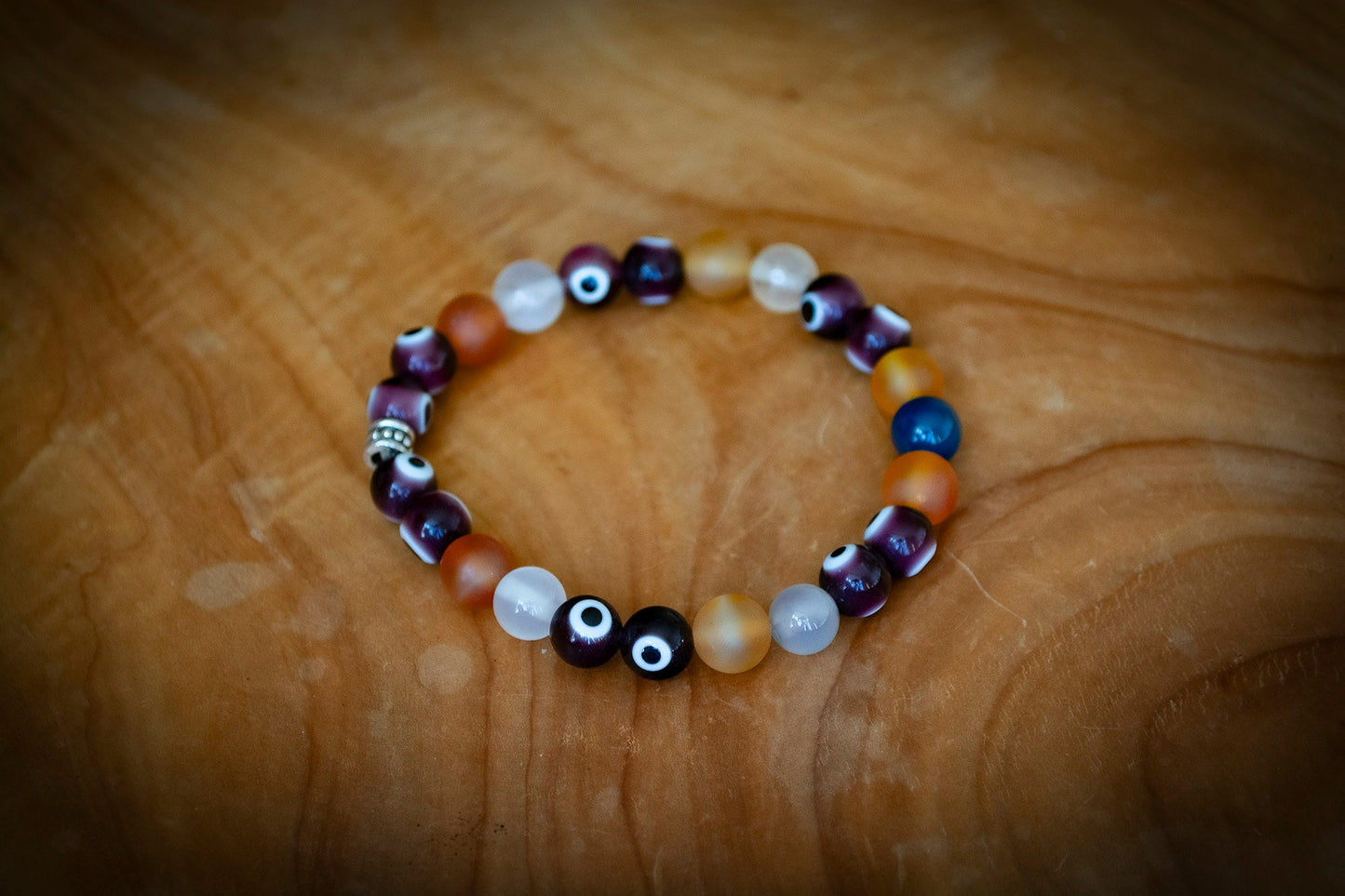 Handmade Mixed Colour Beaded Evil Eye Bracelet