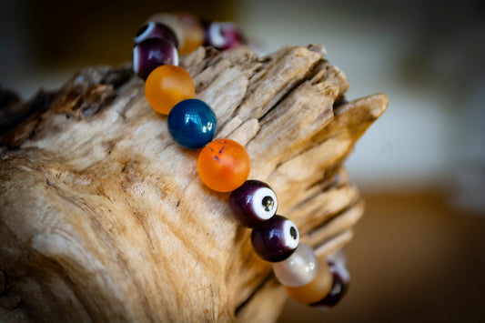 Handmade Mixed Colour Beaded Evil Eye Bracelet