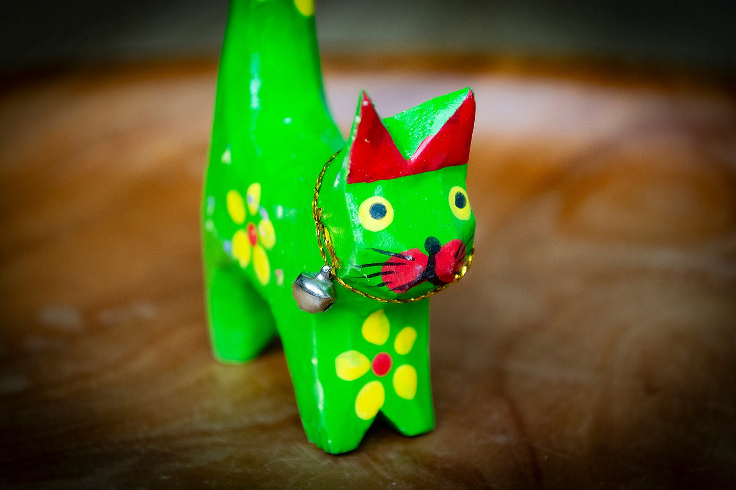 Handmade Colourful Wooden Cat